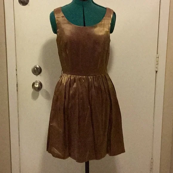 Vintage Francine Browne Dress 6 bronze no/belt. - Picture 1 of 10